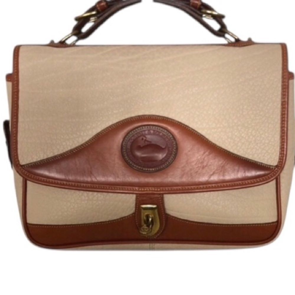 Vintage Dooney & Bourke Carrier Pebble Grain AWL Bone British Tan